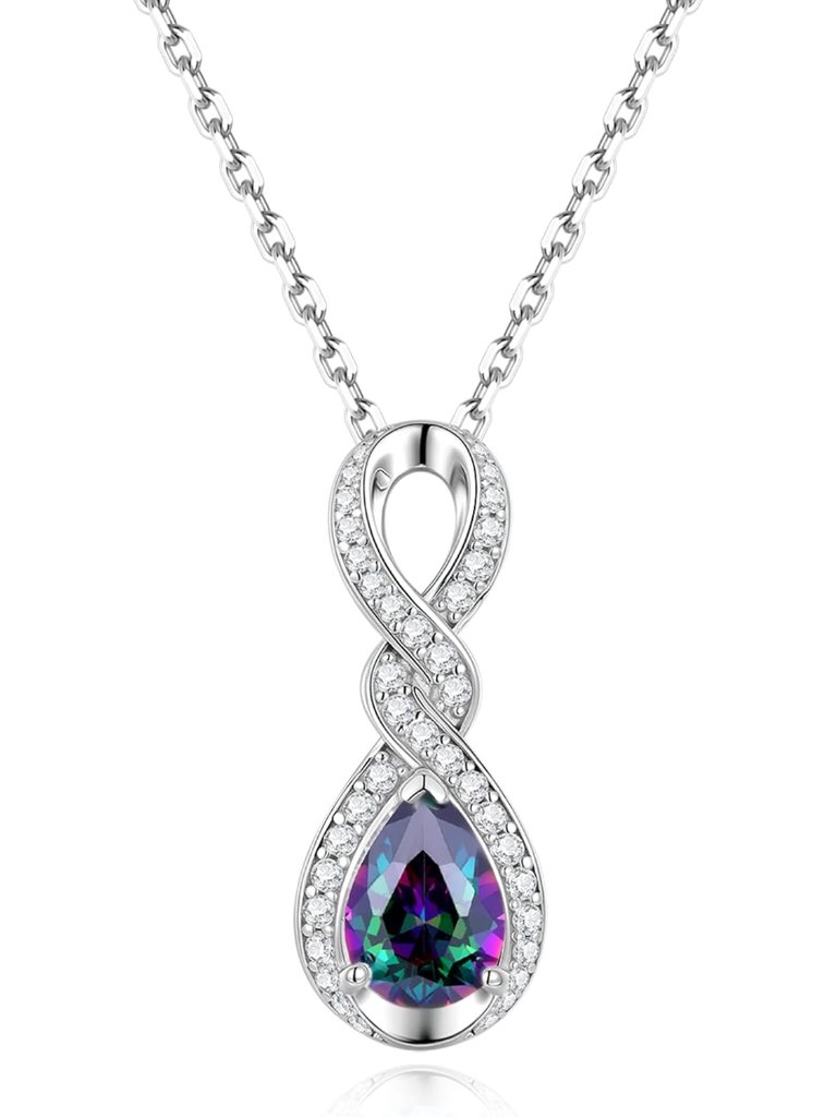 Infinity Embrace: Sterling Silver Birthstone Necklace For Women
